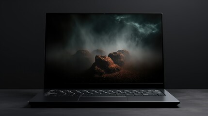 laptop black background mockup