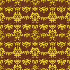 Oriental vector classic golden pattern on black background. Seamless abstract background. Design for elaborated borders, ceramic pottery, tiles, and clothing.