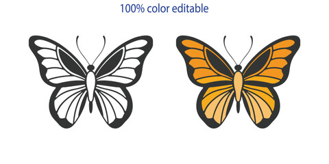 Butterfly bundle set silhouette vector illustration art design. Silhouette Butterflies Isolated. insects butterfly outline, tattoo, coloring, vector logo icon set on a white background.