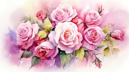 bouquet roses water color