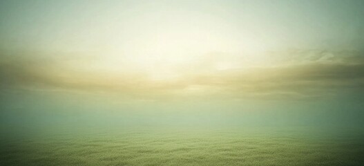 Obraz premium Serene Misty Field Sunrise Peaceful Green Landscape Nature Sky Fog Art Calm Dawn Haze View