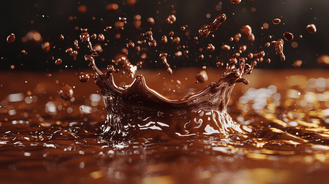 Cocoa Chocolate motion splash, Rich chocolate splash in mid air, showcasing dynamic movement and texture
