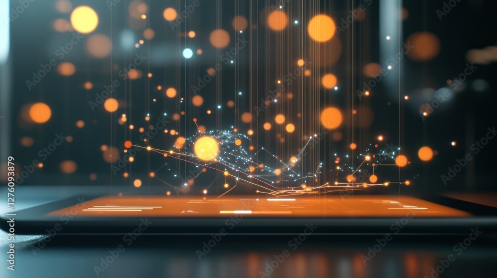 Aufkleber digital data network visualization on tablet