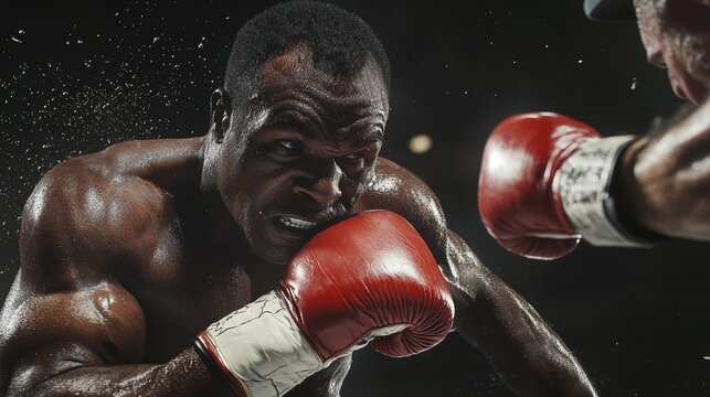 boxer receiving a punch in intense boxing match