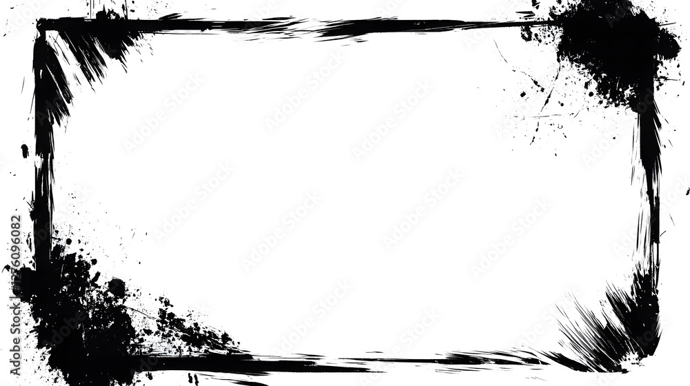 Poster abstract black ink splatter border frame design element for graphic design projects