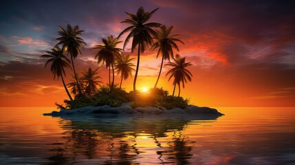 sungolden palm tree island