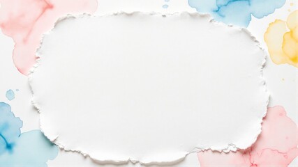 Obraz premium A white background with a colorful, torn piece of paper in the middle