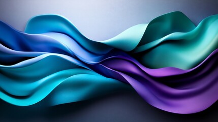 Fototapeta premium Abstract Blue Purple Teal Waves: A Serene Digital Art