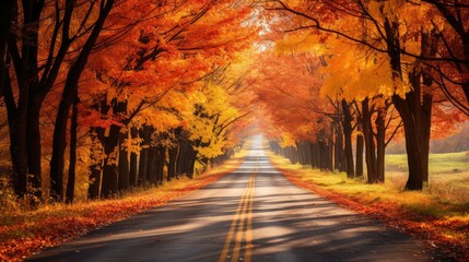 Obraz premium foliage road through trees