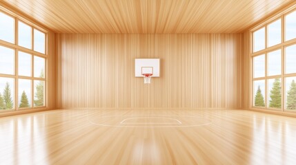 Fototapeta premium Wooden Basketball Court Design with Natural Light