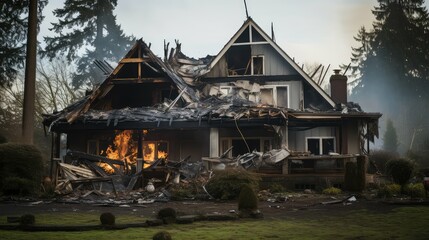 collapse fire damage in house