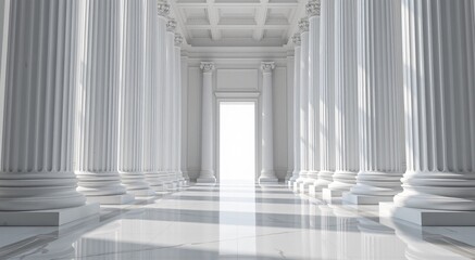 Marble Columns Corridor. Grand classical architecture background. Elegant design, website banner, presentation use.