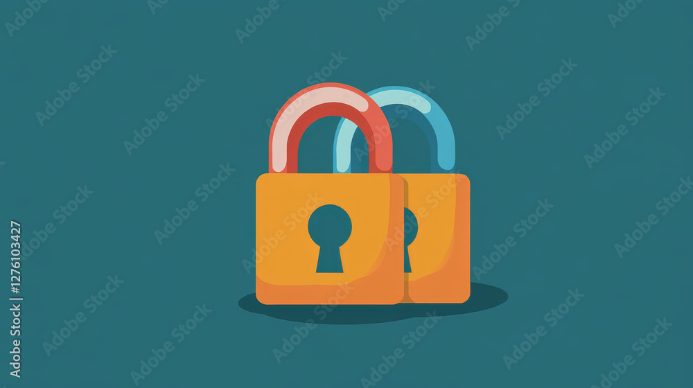 Poster technology web security card, personal cyber data protection spam filter website template internet p