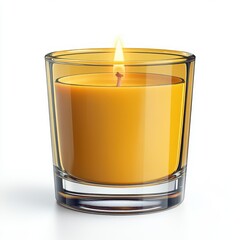 A modern scented candle in a glass jar, isolated on a white background