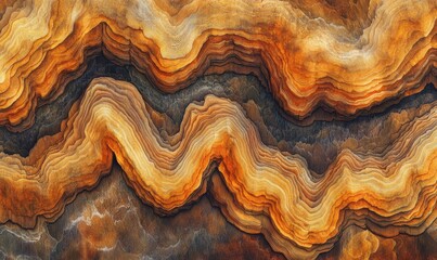 Obraz premium Abstract geological pattern showcasing vibrant orange and brown layers resembling natural rock formations