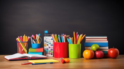 Obraz premium sharpeners school supplies on desk