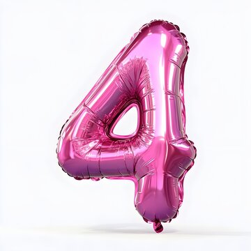 Shiny Pink Number Four Balloon, Festive Celebration!
