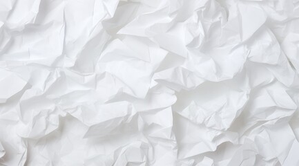Obraz premium White crumpled paper fills the frame, suggesting texture or recycling. Design element for background use