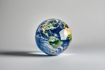Globe showing detailed geographical features and natural colors of Earth