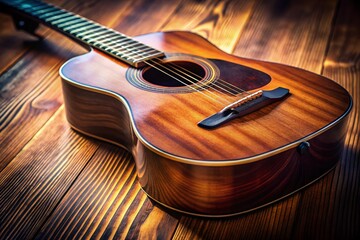Fototapeta premium Close-up Long Exposure Shot of a Vintage Wooden Acoustic Guitar