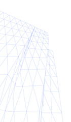 Futuristic Architectural Wireframe – Abstract Skyscraper Cityscape with Geometric Perspective