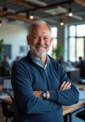 Naklejka premium Business professional smiling confidently in a modern office environment