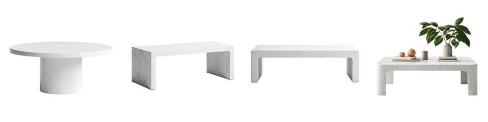 Minimalist White and Gray Modern Furniture Designs for Home or Office Interior Decor  Elegant and clean geometric shapes create a simple sophisticated and functional workspace or living space