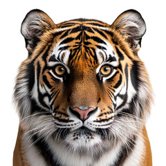 Fototapeta premium Close-Up Portrait of a Majestic Bengal Tiger, Isolated on Transparent Background