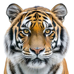 Fototapeta premium Close-Up Portrait of a Majestic Bengal Tiger, Isolated on Transparent Background