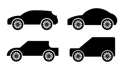 car transport silhouette type design set vector illustration