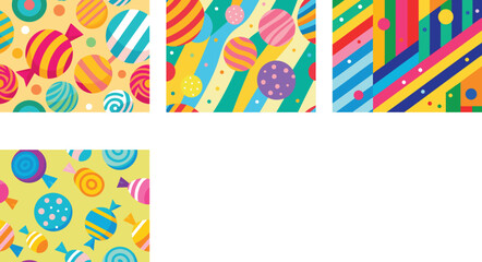 Obraz premium Candy stripes bright playful patterns vector art set design 