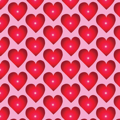 seamless pattern with red hearts with pink background