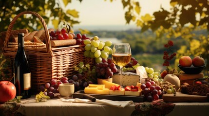 Naklejka premium picnic wine basket