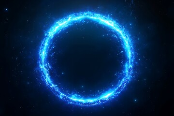 Obraz premium Blue Light Ring Frame on Dark Background