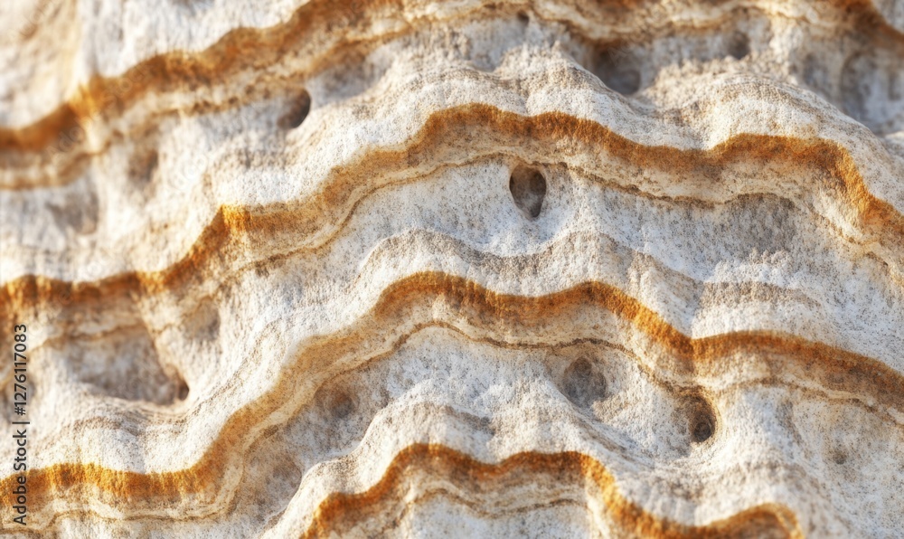 Poster close-up of a textured seashell showcasing intricate patterns and natural colors