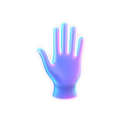 Obraz premium Gloves holographic 3D icon. neon symbol vector illustration isolated on white background. Generative AI