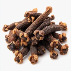 Fototapeta premium Aromatic Cloves Spice Close-Up on White Background.