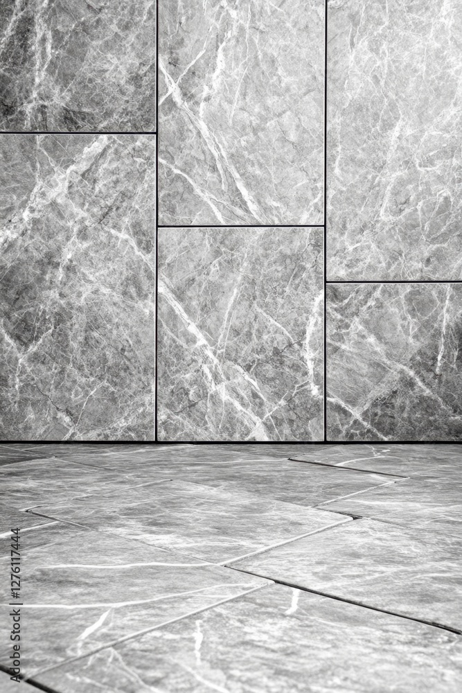 Poster abstract gray stone wall and floor texture background. a seamless pattern of various sized rectangul