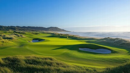 Obraz premium stunning oceanfront golf course landscape