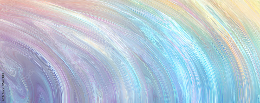 Poster holographic gradient abstract image with pastel rainbow unicorn color strokes curved background