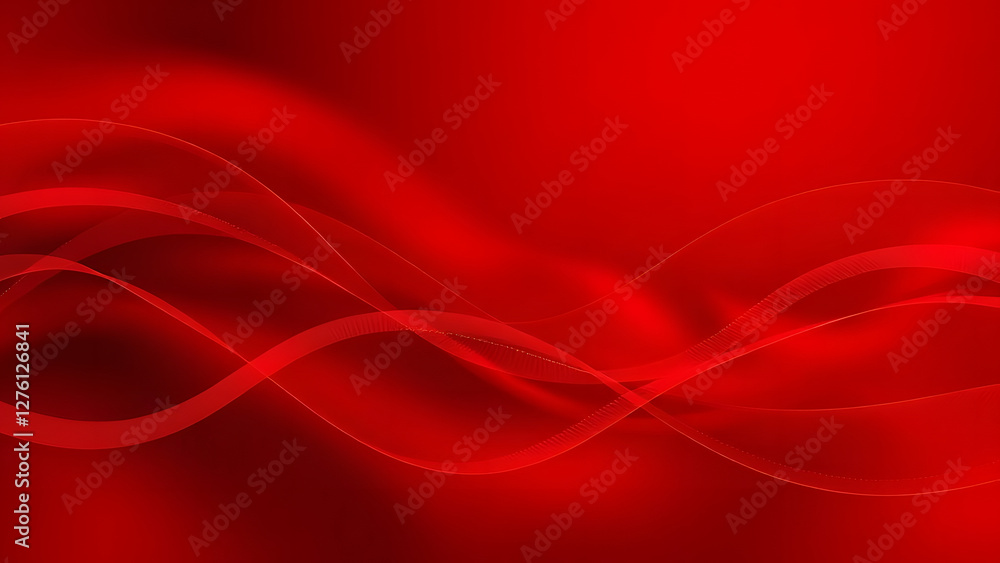 Poster red abstract wave background with flowing lines and futuristic design