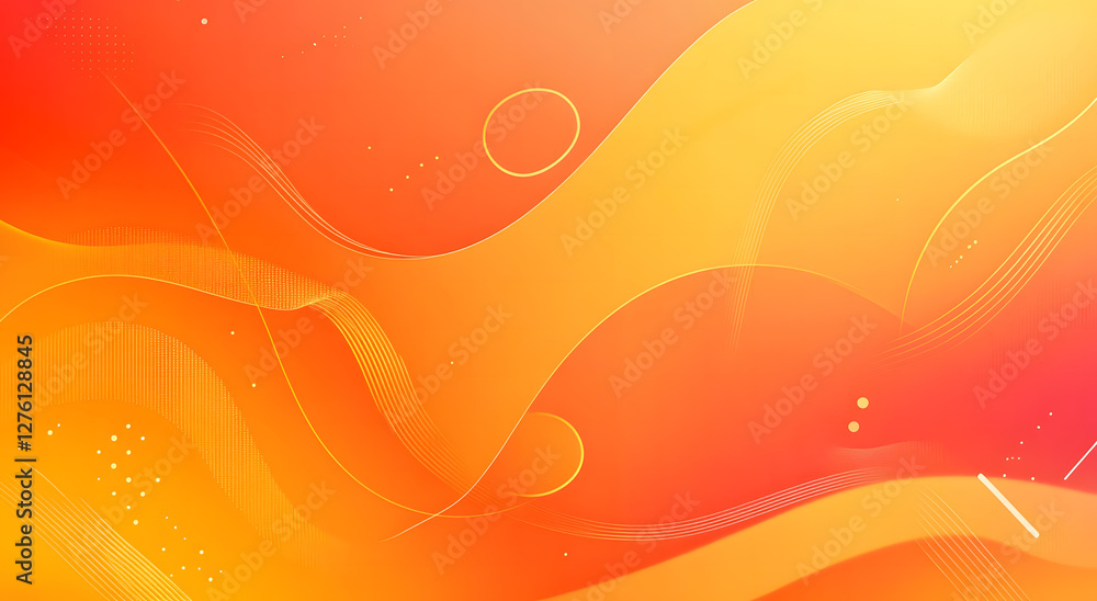 Aufkleber abstract orange and yellow wave background with subtle lines and dots