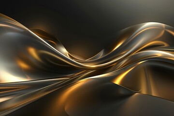 Fototapeta premium Golden silk waves in motion. AI image