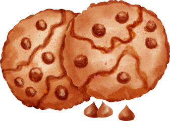 watercolor chocolate cookie
