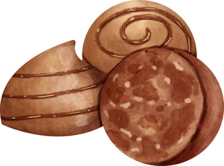 watercolor chocolate truffle