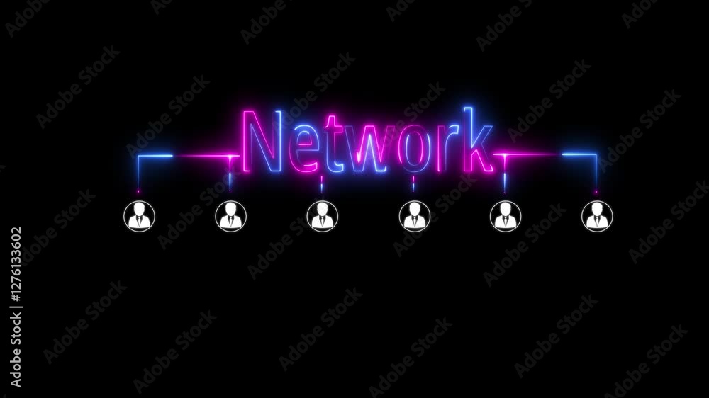 Aufkleber animation of network of connections with people icons over glowing background business, technology, 