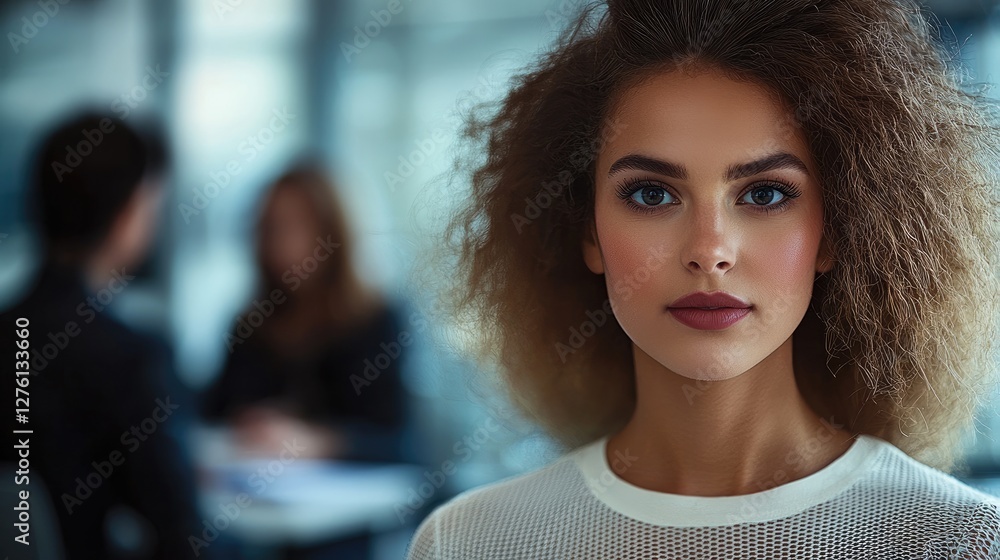Fototapete in office environment with diverse but mostly employees engaging in meaningful conversations. some a