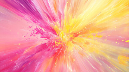 A dynamic digital artwork featuring an explosion of pastel shades in pink and yellow, creating a vibrant abstract effect
