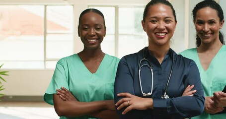 Confident and Diverse Medical Team: Doctors and Nurses United in Healthcare