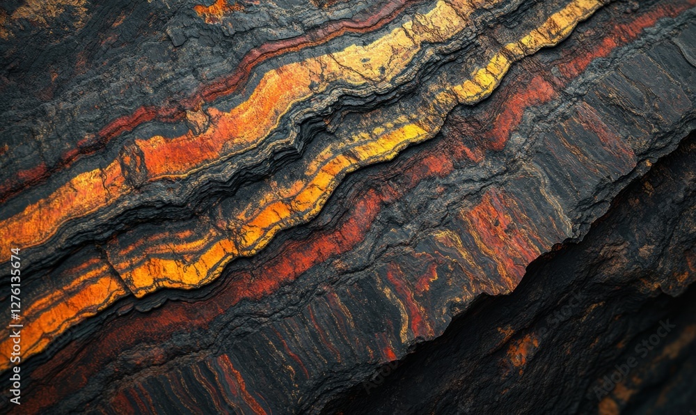 Poster close-up of multicolored rock layers showcasing natural patterns and textures, ideal for geological 